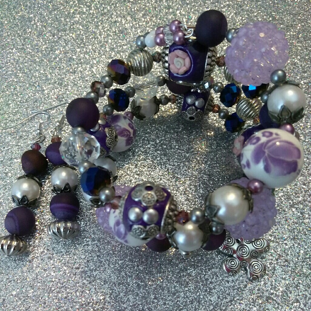 SOLD - Wrap Bracelet with earrings